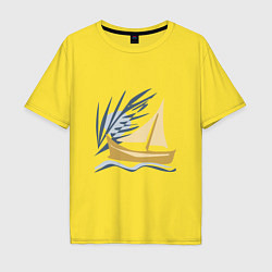 Футболка оверсайз мужская Парусник в океане, цвет: желтый