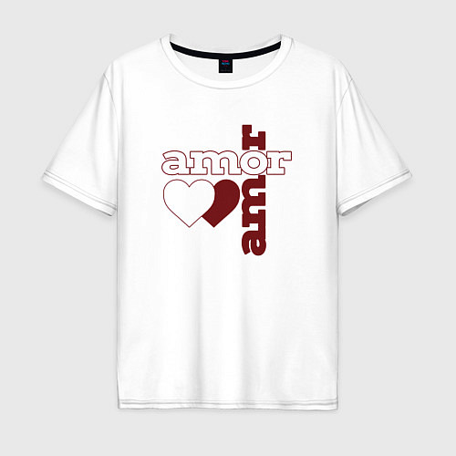 Мужская футболка оверсайз Amor, Amor - два сердца / Белый – фото 1