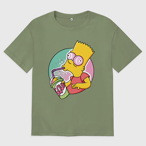 Мужская футболка оверсайз Барт Симпсон пьёт лимонад / Авокадо – фото 1