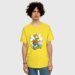 Футболка оверсайз мужская Барт Симпсон - зомби на скейтборде, цвет: желтый — фото 2