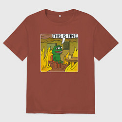 Футболка оверсайз мужская Пепе Лягушонок в беде, цвет: кирпичный