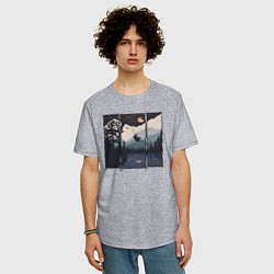 Футболка оверсайз мужская Оранжевая луна и тарзанка, цвет: меланж — фото 2