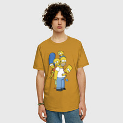 Футболка оверсайз мужская Прикольная семейка Симпсонов, цвет: горчичный — фото 2