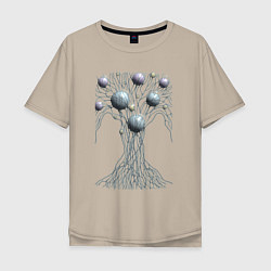 Мужская футболка оверсайз Абстрактное дерево со сферами