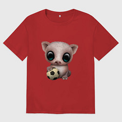 Мужская футболка оверсайз Футбол - Свинка