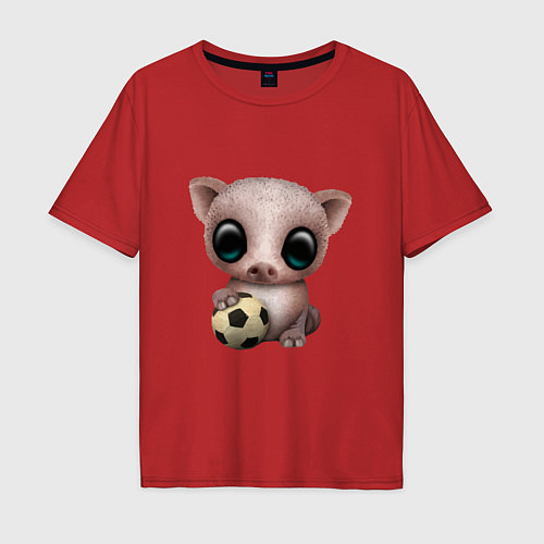 Мужская футболка оверсайз Футбол - Свинка / Красный – фото 1