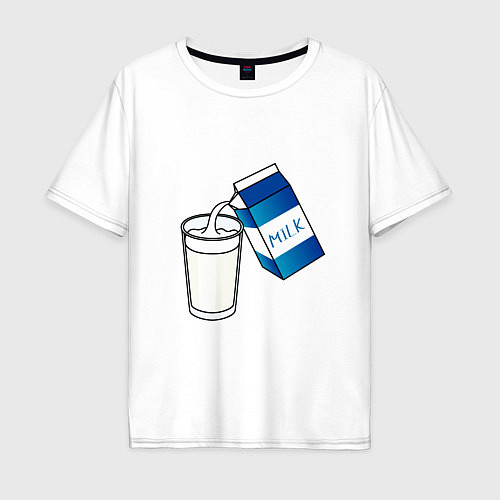 Мужская футболка оверсайз Люблю пить молоко / Белый – фото 1