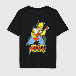 Мужская футболка оверсайз Гомер - рок гитарист