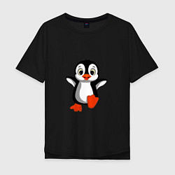 Футболка оверсайз мужская Маленький крошка пингвин, цвет: черный