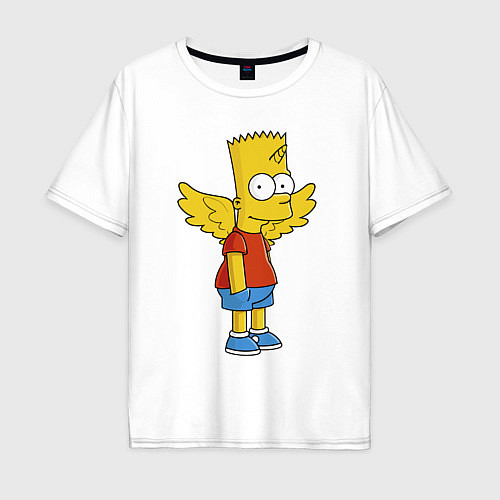Мужская футболка оверсайз Барт Симпсон - единорог / Белый – фото 1