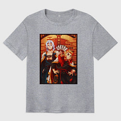 Мужская футболка оверсайз Тенген и Ренгоку красивые - Клинок рассекающий дем