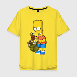 Мужская футболка оверсайз Барт Симпсон разбирает свой рюкзак