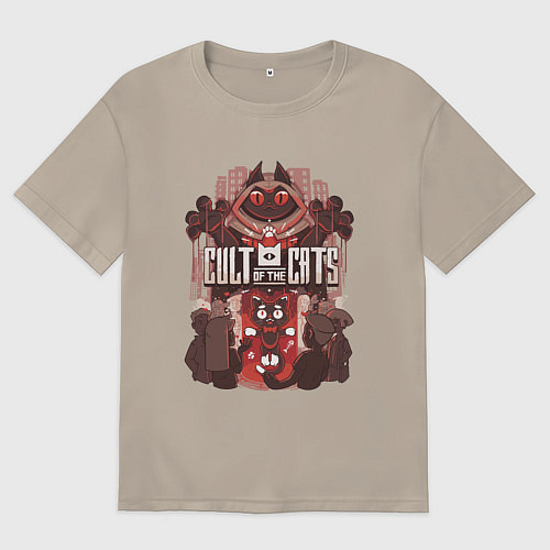 Мужская футболка оверсайз Cult Of The Cats / Миндальный – фото 1