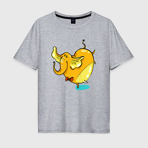 Мужская футболка оверсайз Желтая слониха балерина / Меланж – фото 1