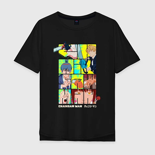 Мужская футболка оверсайз Человек-бензопила art / Черный – фото 1