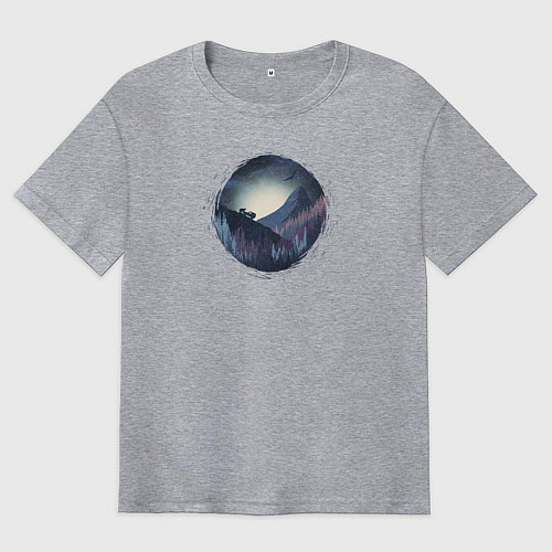 Мужская футболка оверсайз Внедорожник против медведя / Меланж – фото 1