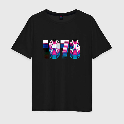 Мужская футболка оверсайз 1976 год retro neon / Черный – фото 1