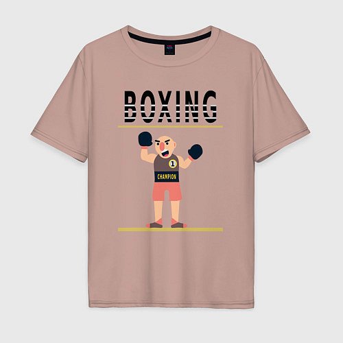 Мужская футболка оверсайз Боксер из мультика Boxing / Пыльно-розовый – фото 1