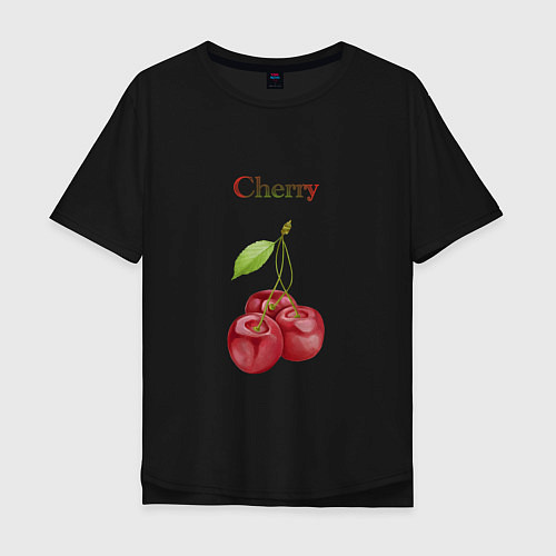 Мужская футболка оверсайз Cherry вишня / Черный – фото 1