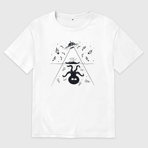 Мужская футболка оверсайз Встреча Йети с неизведанным / Белый – фото 1