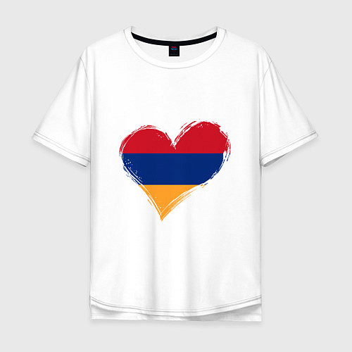 Мужская футболка оверсайз Сердце - Армения / Белый – фото 1