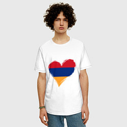 Футболка оверсайз мужская Сердце - Армения, цвет: белый — фото 2