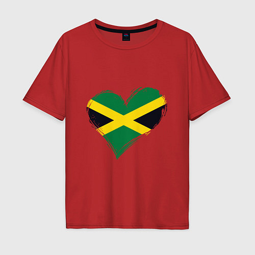 Мужская футболка оверсайз Сердце - Ямайка / Красный – фото 1
