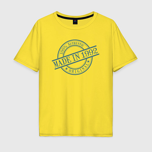 Мужская футболка оверсайз Сделано в 1992 аутентично / Желтый – фото 1