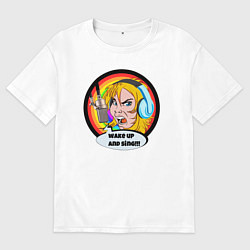 Мужская футболка оверсайз ПРОСНИСЬ И ПОЙ