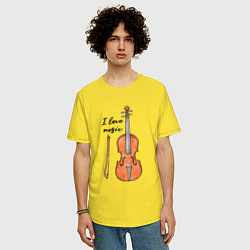Футболка оверсайз мужская Я люблю скрипку, цвет: желтый — фото 2