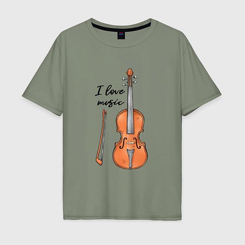 Мужская футболка оверсайз Я люблю скрипку / Авокадо – фото 1