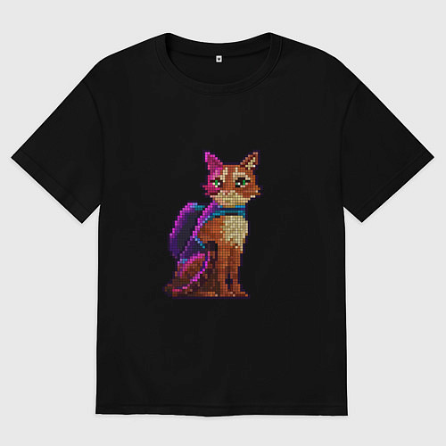 Мужская футболка оверсайз Stray pixel art / Черный – фото 1