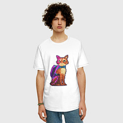 Футболка оверсайз мужская Stray pixel art, цвет: белый — фото 2