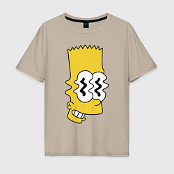 Футболка оверсайз мужская Bart Simpson - glitch, цвет: миндальный