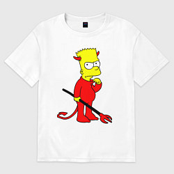 Футболка оверсайз мужская Bart Simpson - devil, цвет: белый