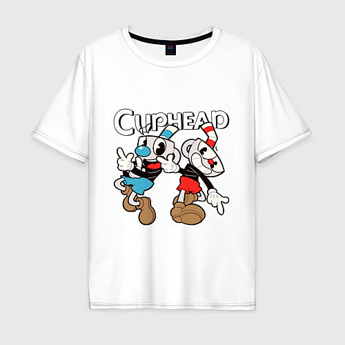 Мужская футболка оверсайз Cuphead - Mugman / Белый – фото 1