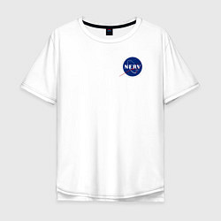 Футболка оверсайз мужская NASA NERV Evangelion - little logo, цвет: белый