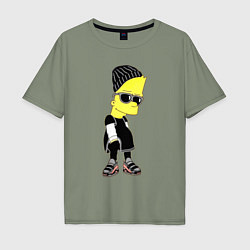 Футболка оверсайз мужская Барт Симпсон в тёмных очках, цвет: авокадо