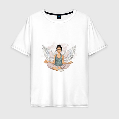 Мужская футболка оверсайз Ангельская медитация домохозяйки / Белый – фото 1