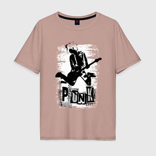 Мужская футболка оверсайз Punk jump / Пыльно-розовый – фото 1