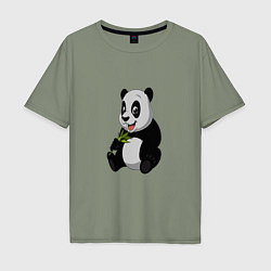 Мужская футболка оверсайз Панда ест бамбук