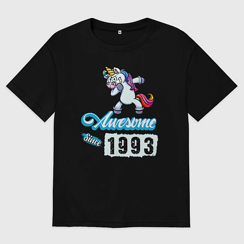 Мужская футболка оверсайз Потрясающий единорог 1993 года / Черный – фото 1