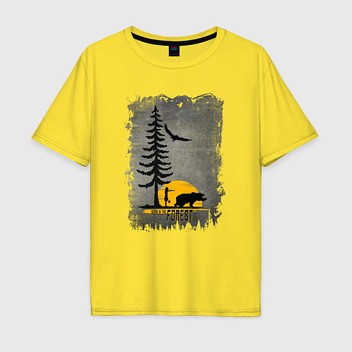Мужская футболка оверсайз Леди и медведь / Желтый – фото 1