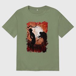 Мужская футболка оверсайз Девочка против медведя