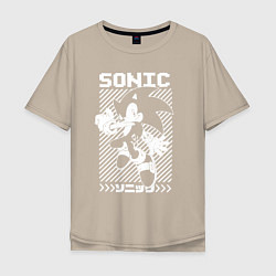 Футболка оверсайз мужская Sonic - game, цвет: миндальный