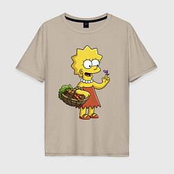 Мужская футболка оверсайз Lisa Simpson с гусеницей на даче