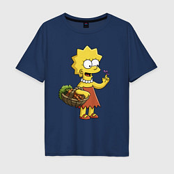 Футболка оверсайз мужская Lisa Simpson с гусеницей на даче, цвет: тёмно-синий