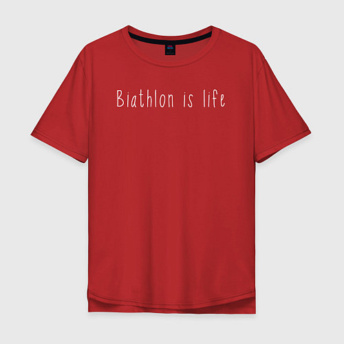 Мужская футболка оверсайз Биатлон это жизнь / Красный – фото 1