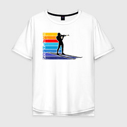 Мужская футболка оверсайз Биатлон цветные линии