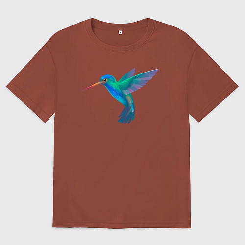 Мужская футболка оверсайз Колибри синяя / Кирпичный – фото 1